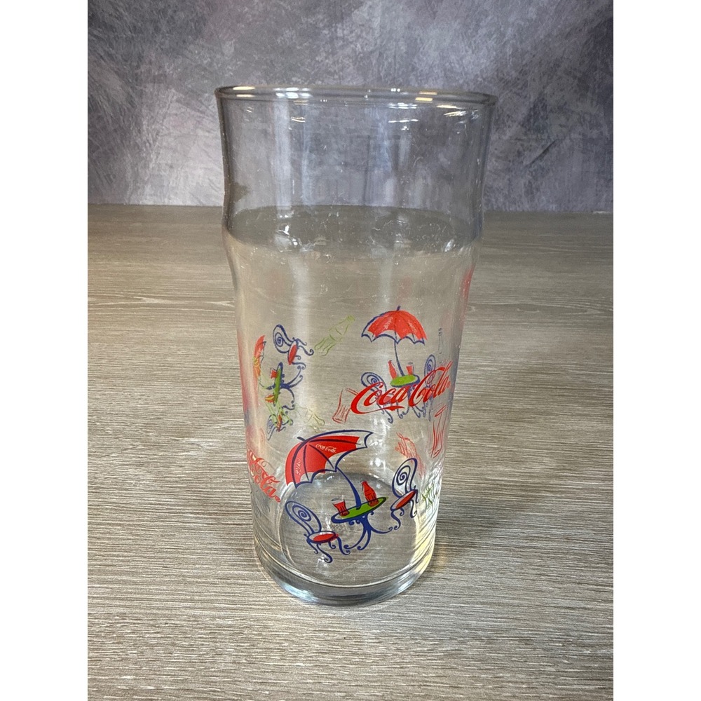 Vintage Coca-Cola Patio Scene Glass Federal Glass Umbrella Table Tumbler 1960s